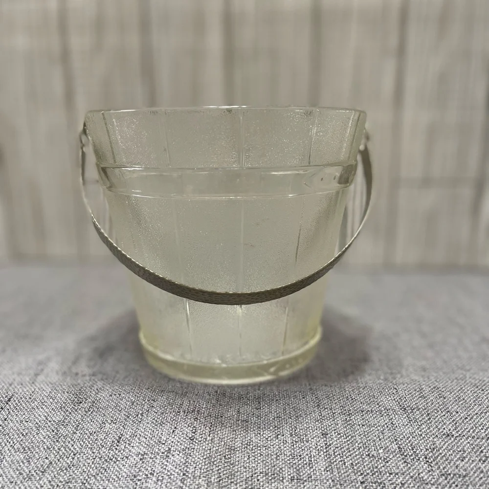 Vintage Anchor Hocking Glass Ice Bucket with Handle